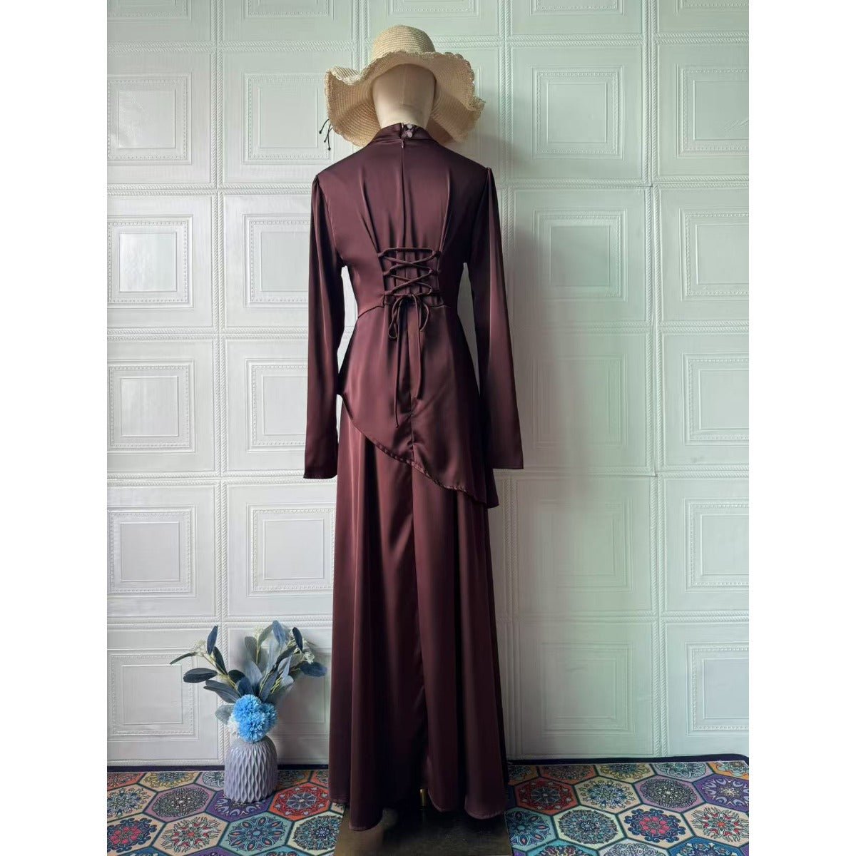 Exotic Long-Sleeve Maxi Dress Abaya (MA216)