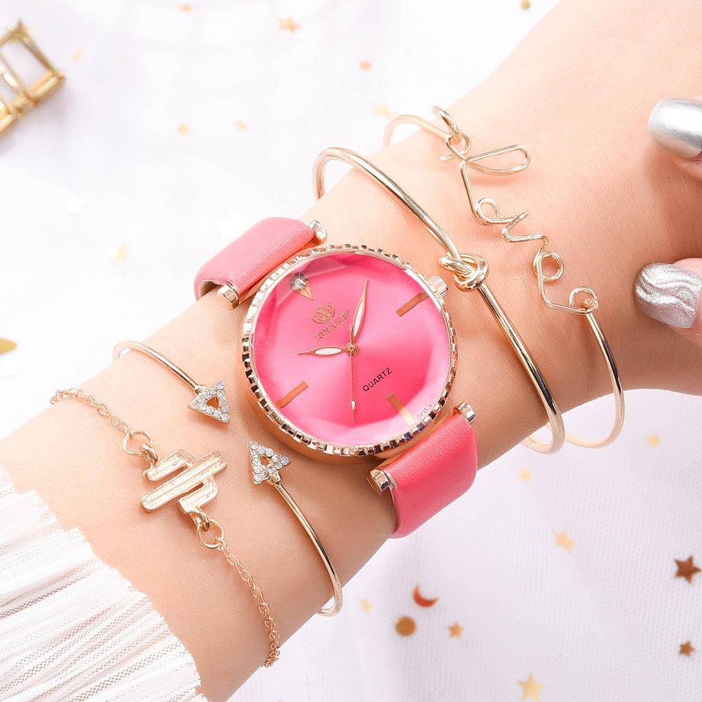 Elegant Style Fashion Womens Watch Luxury Leather Band Analog Quartz Wrist Watch Women Dress Leather Band Thin Minimalist Casual Simple Dress Analog Quartz Wristwatch