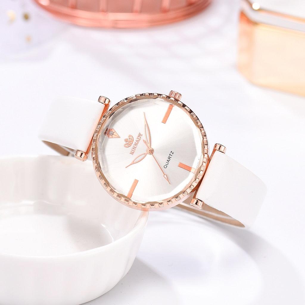 Elegant Style Fashion Womens Watch Luxury Leather Band Analog Quartz Wrist Watch Women Dress Leather Band Thin Minimalist Casual Simple Dress Analog Quartz Wristwatch