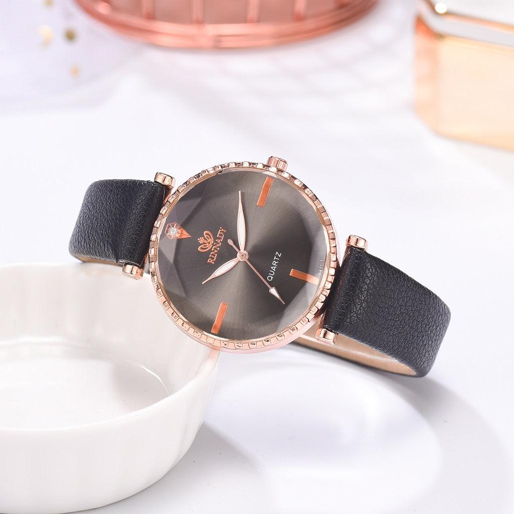 Elegant Style Fashion Womens Watch Luxury Leather Band Analog Quartz Wrist Watch Women Dress Leather Band Thin Minimalist Casual Simple Dress Analog Quartz Wristwatch