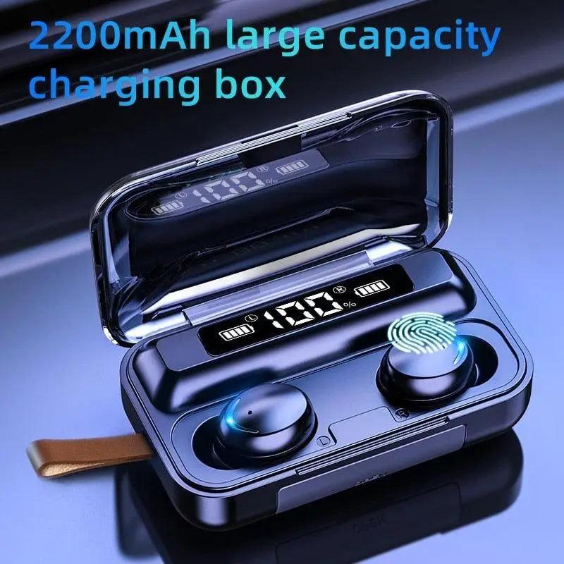 Elegant TWS Bluetooth 5.0 Earphones 2200mAh Charging Box Modern Wireless Headphone 9D Stereo Sports Waterproof Earbuds Luxury Headsets With Microphone Wireless Headphones with LED Display Wireless Earbuds with Mic, IPX8 Waterproof Touch Control Headphones
