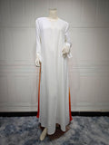 Elegant Gradient Pleated Abaya Robe | Modest Muslim Chiffon Maxi Dress (MOA223)