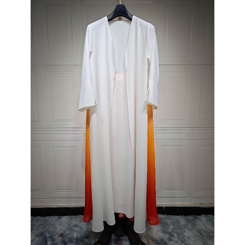 Elegant Gradient Pleated Abaya Robe | Modest Muslim Chiffon Maxi Dress (MOA223)