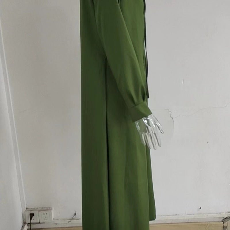 Elegant V-Neck Maxi Dress with Drawstring Design | Contemporary Modest Wear (MS121)