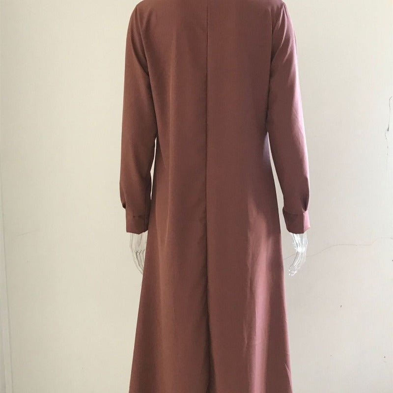 Elegant V-Neck Maxi Dress with Drawstring Design | Contemporary Modest Wear (MS121)