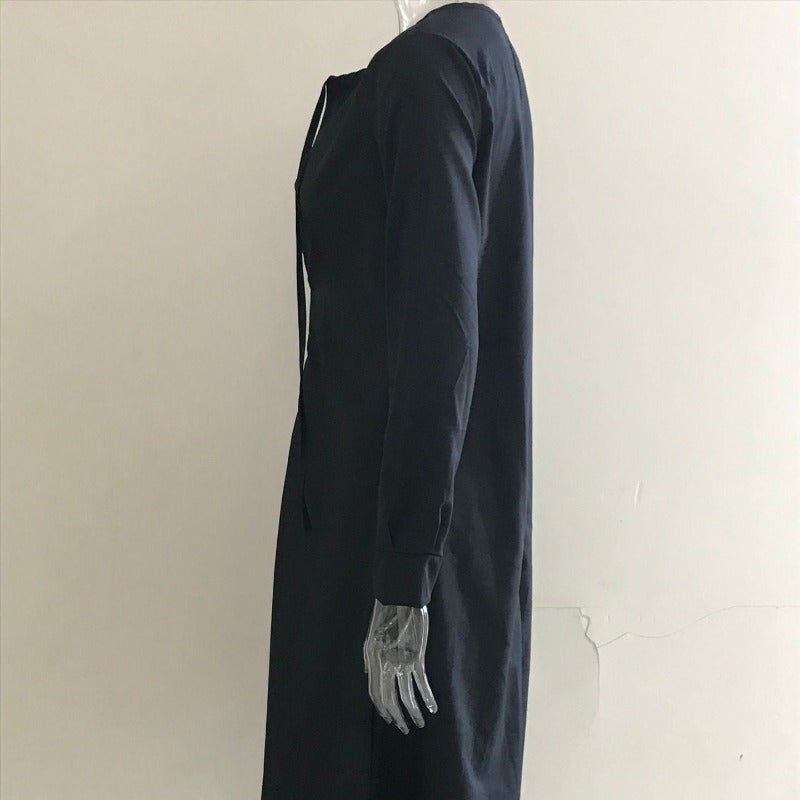 Elegant V-Neck Maxi Dress with Drawstring Design | Contemporary Modest Wear (MS121)