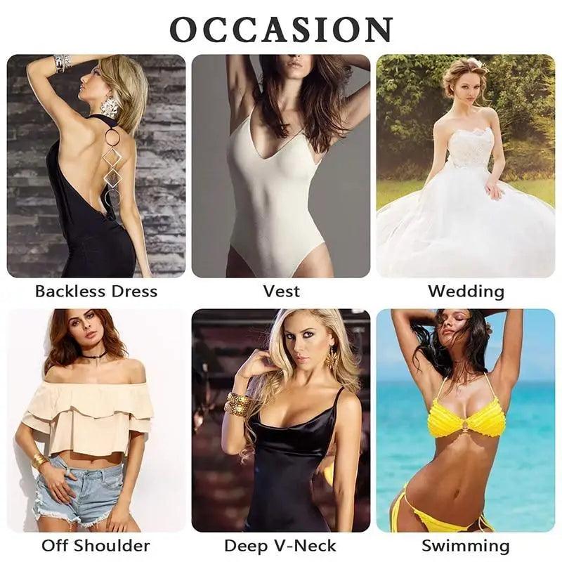 Elegant Women's Invisible Bra Super Push Up Seamless Self-Adhesive Sticky Wedding Party Front Strapless 8 10 12.5cm Cup Fly Bras