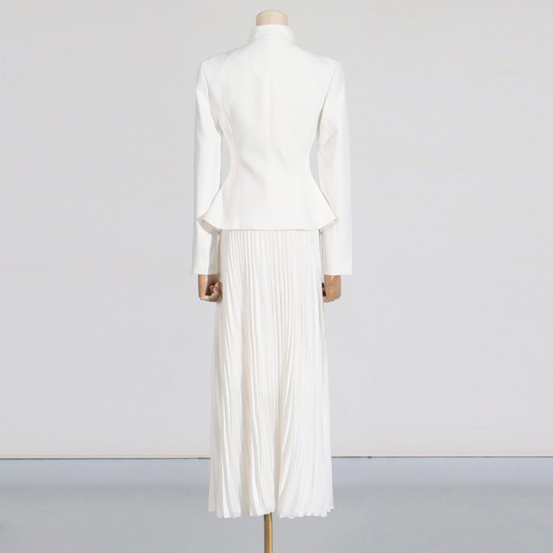 Embroidered Blazer & Pleated Skirt Set(MS214)