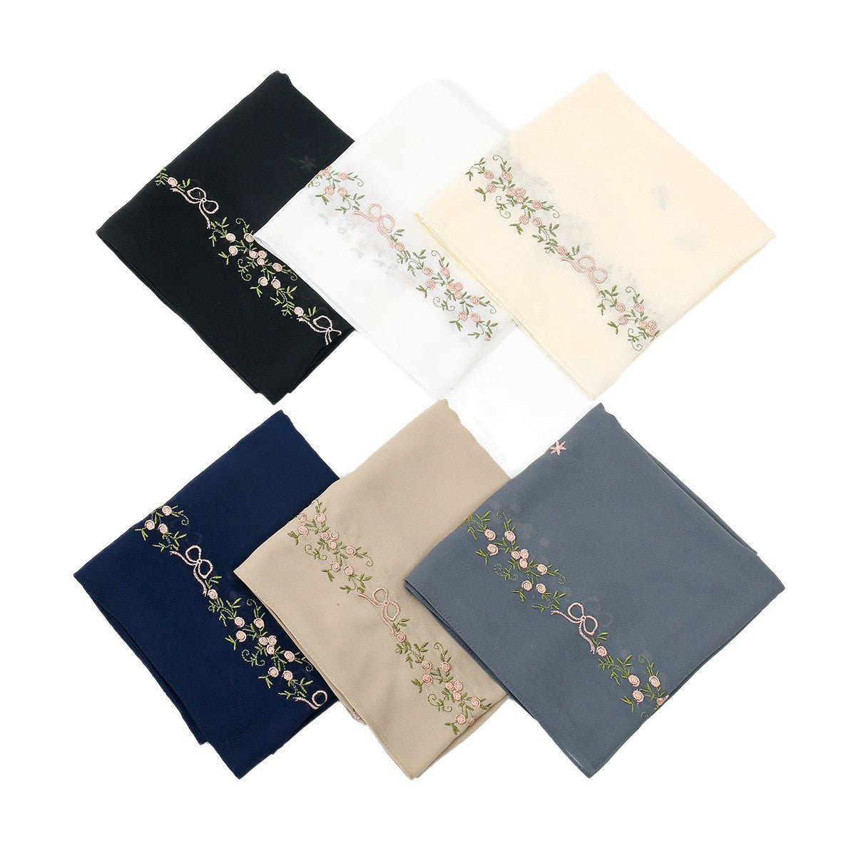 Embroidered Chiffon Hijab Scarf | Chiffon Hijab With Embroidery (MH220)