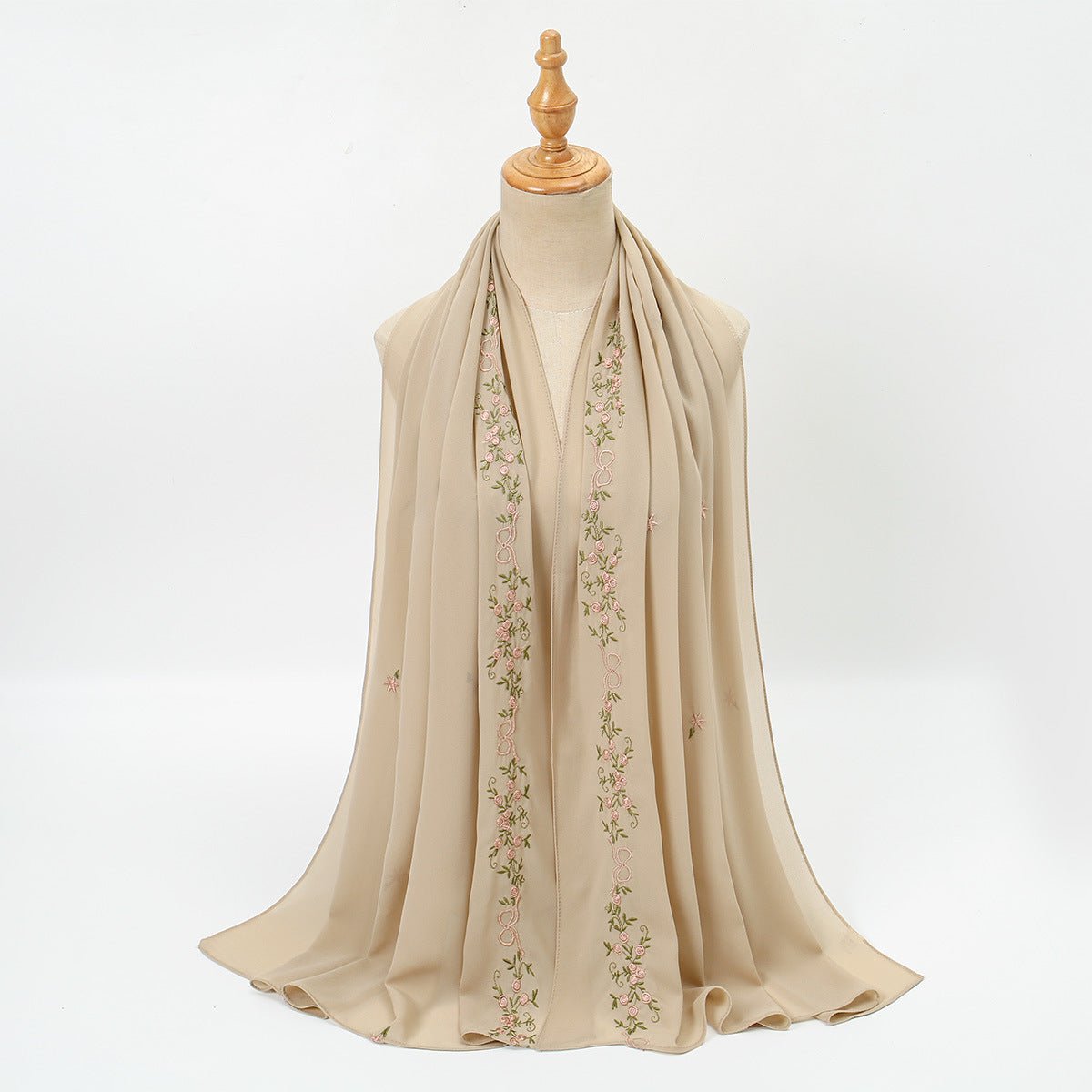 Embroidered Chiffon Hijab Scarf | Chiffon Hijab With Embroidery (MH220)