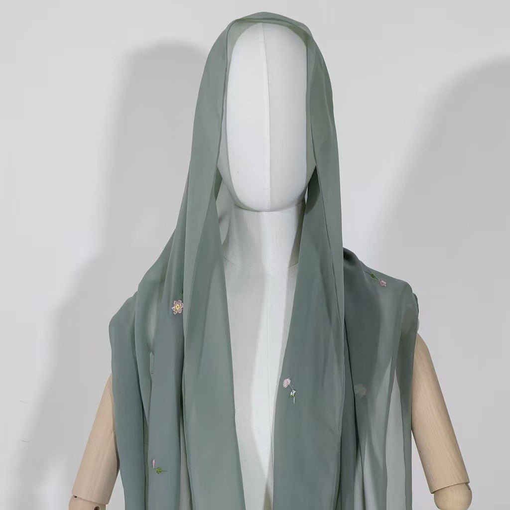 Embroidered Floral Abaya with Matching Hijab(MOA277)