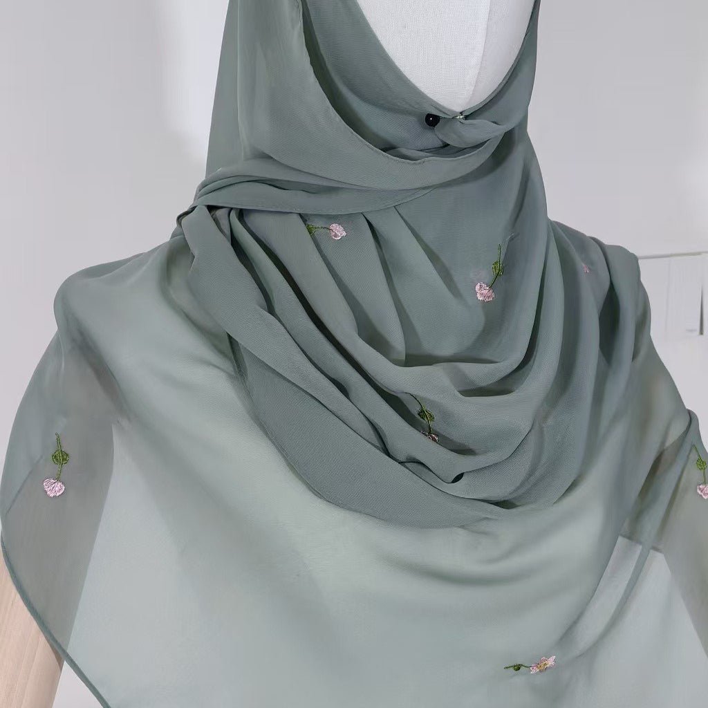 Embroidered Floral Abaya with Matching Hijab(MOA277)
