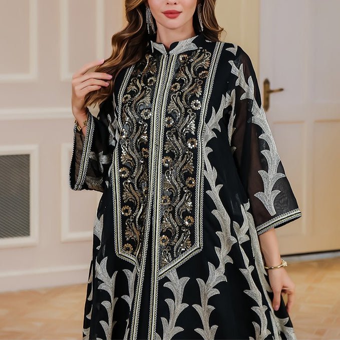 Embroidered Mesh Party Abaya (MA414)