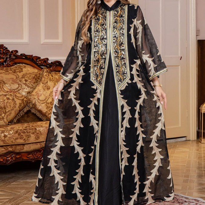 Embroidered Mesh Party Abaya (MA414)