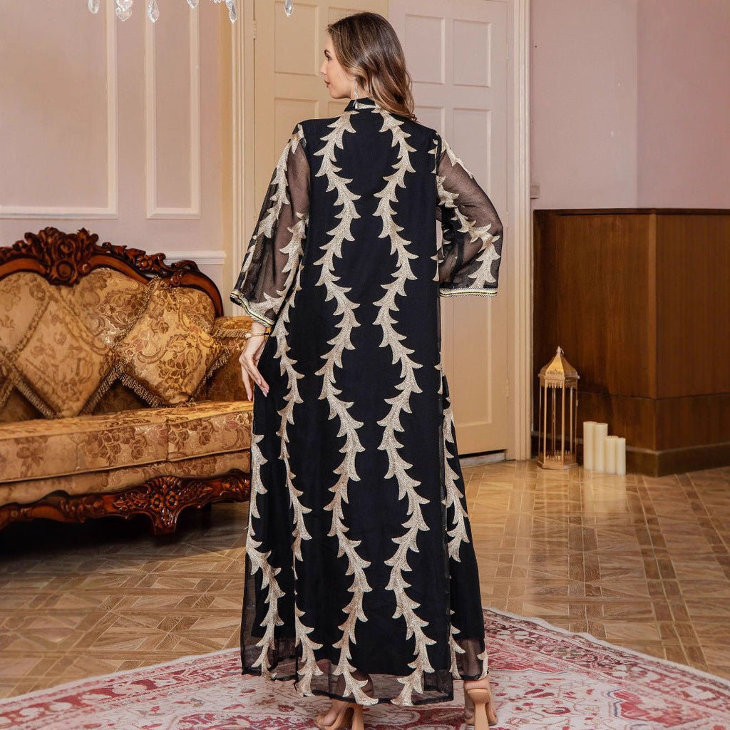 Embroidered Mesh Party Abaya (MA414)