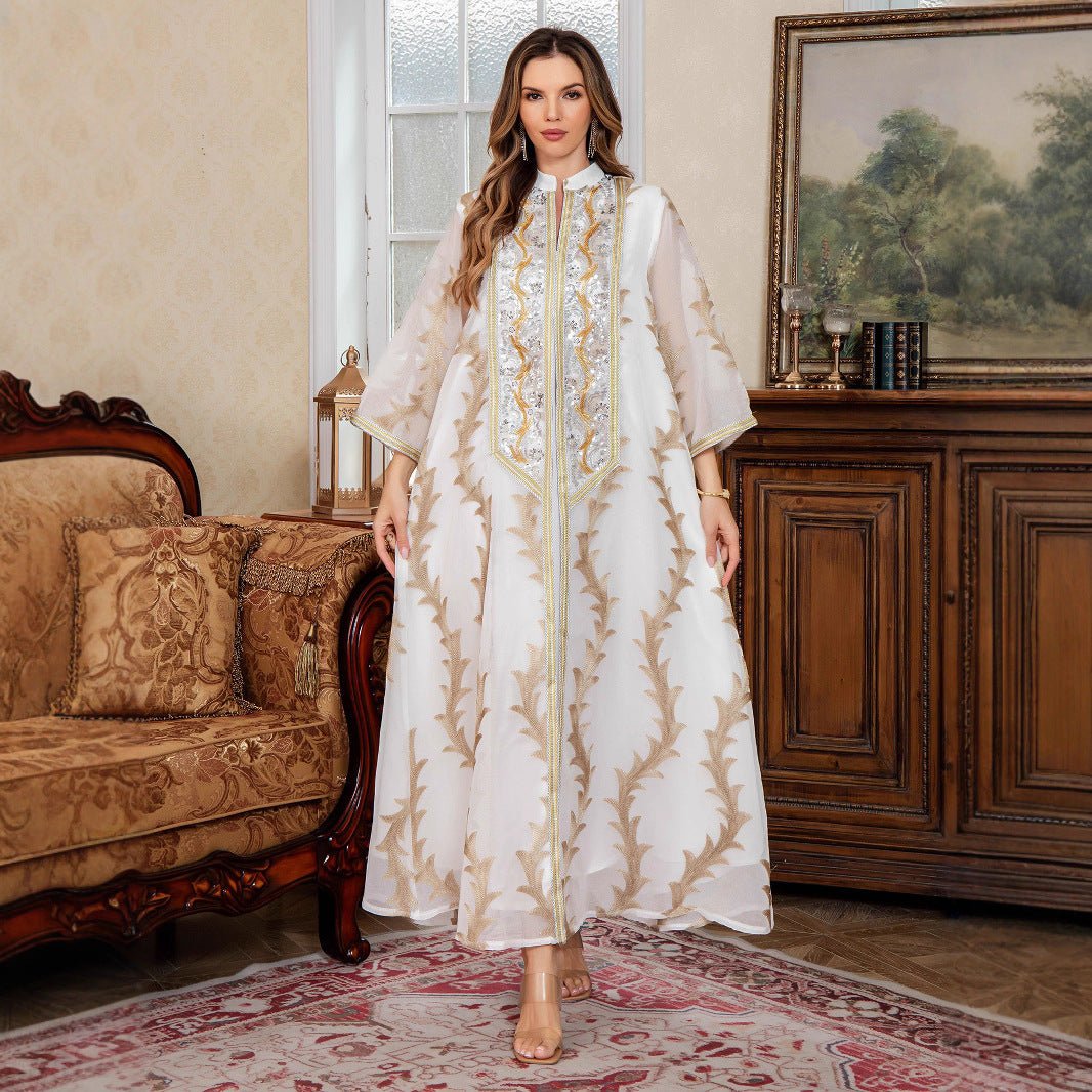 Embroidered Mesh Party Abaya (MA414)