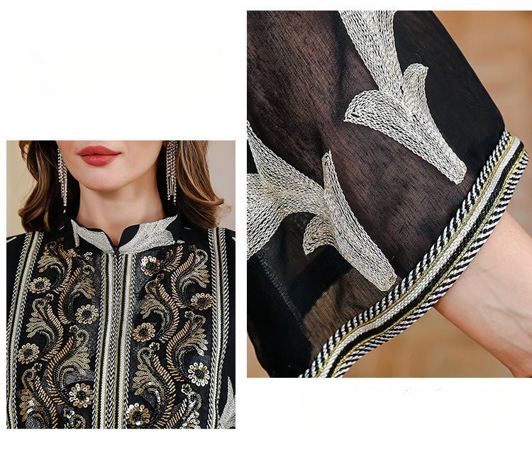 Embroidered Mesh Party Abaya (MA414)