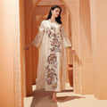 Embroidered Organza Abaya with Sequin Appliqués | Collared Floral Gown (MA373)