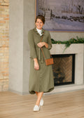 Essential Olive Long Sleeve Linen Shirt Dress - FINAL SALE
