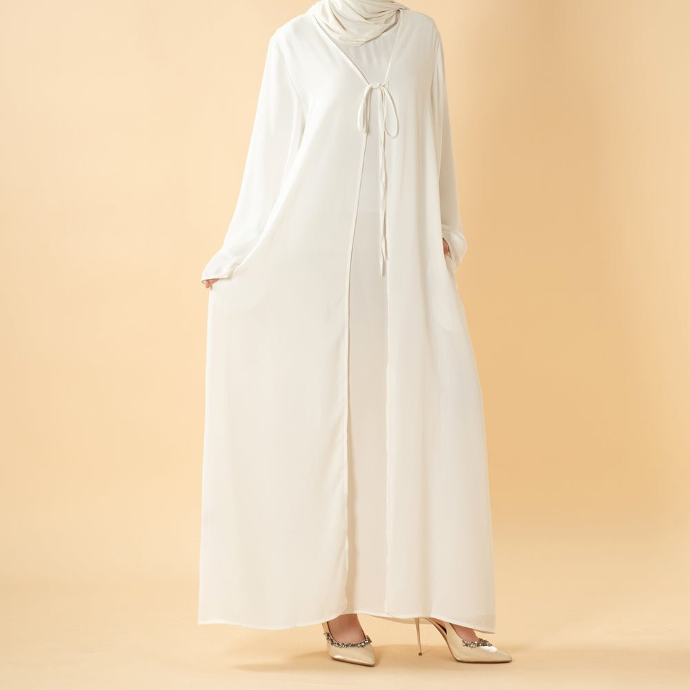 Essential Zoom Open Front Abaya with Tie Closure & Pockets (MOA309)