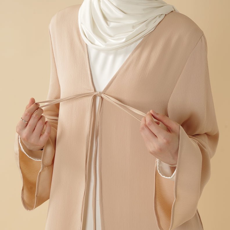 Essential Zoom Open Front Abaya with Tie Closure & Pockets (MOA309)