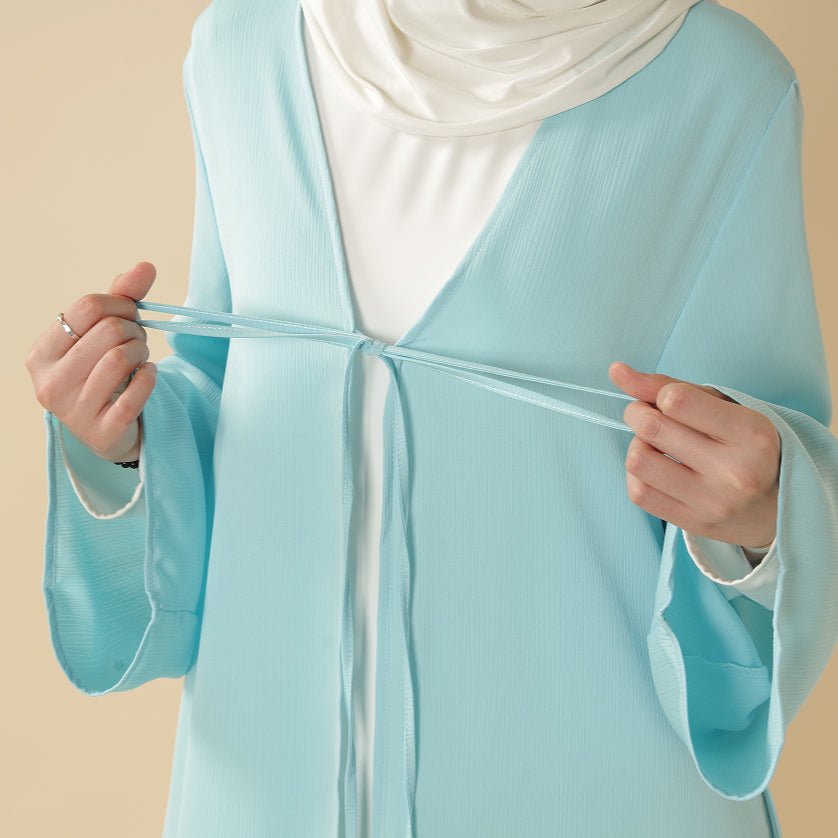 Essential Zoom Open Front Abaya with Tie Closure & Pockets (MOA309)