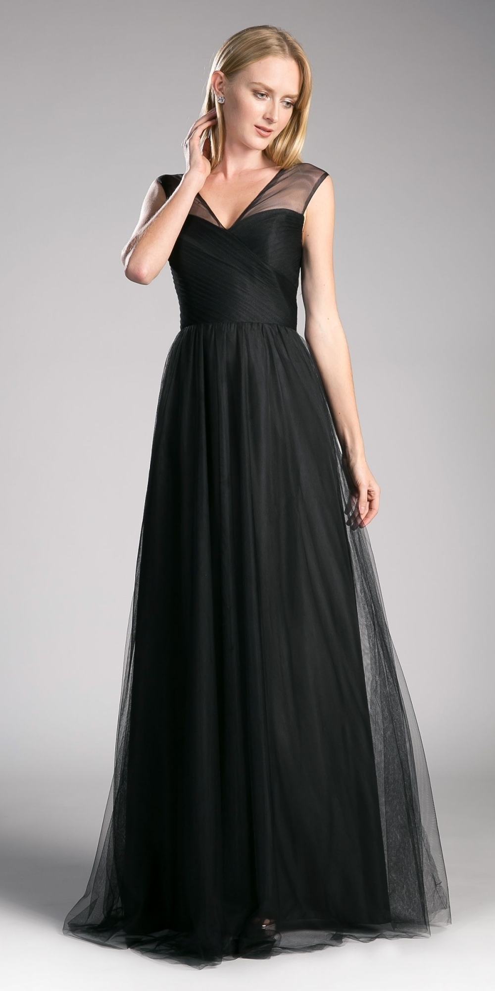 Ladivine ET320 Illusion V-Neck and Back Long Formal Dress Sleeveless