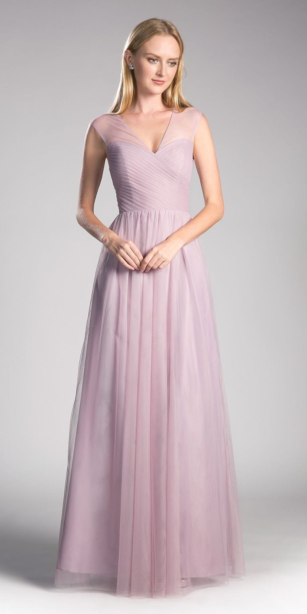 CLEARANCE - Ladivine ET320 Illusion V-Neck and Back Long Dress (Size 14)