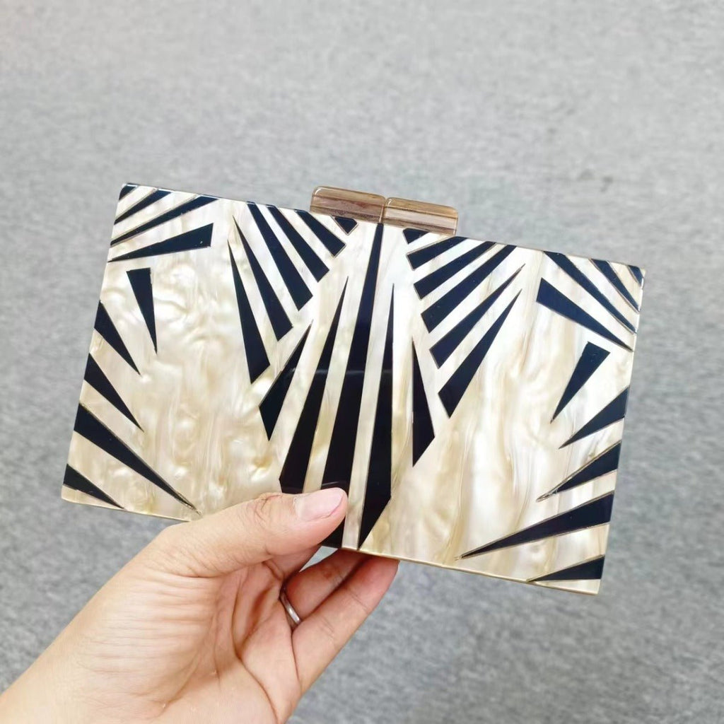 etro Zebra Pattern Dinner Bag  Acrylic Shoulder Chain Clutch for Women(MAC255)