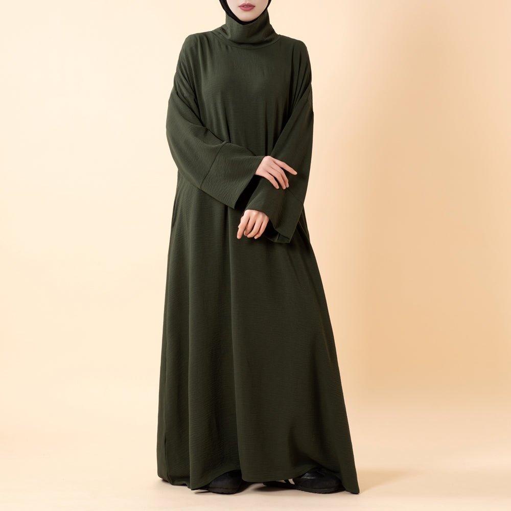 Everyday Crepe Turtleneck Abaya – Relaxed Fit for All Seasons (MA384)