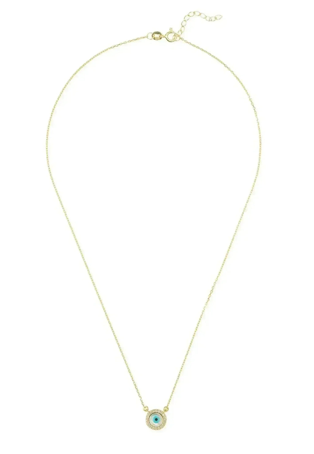 Evil Eye Mother Of Pearl Necklace Cz Gold