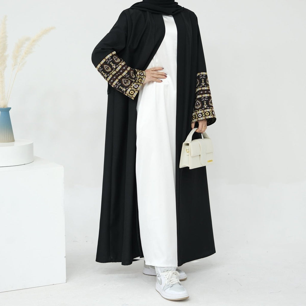 Exquisite Embroidery Set Open Abaya (MOA039)