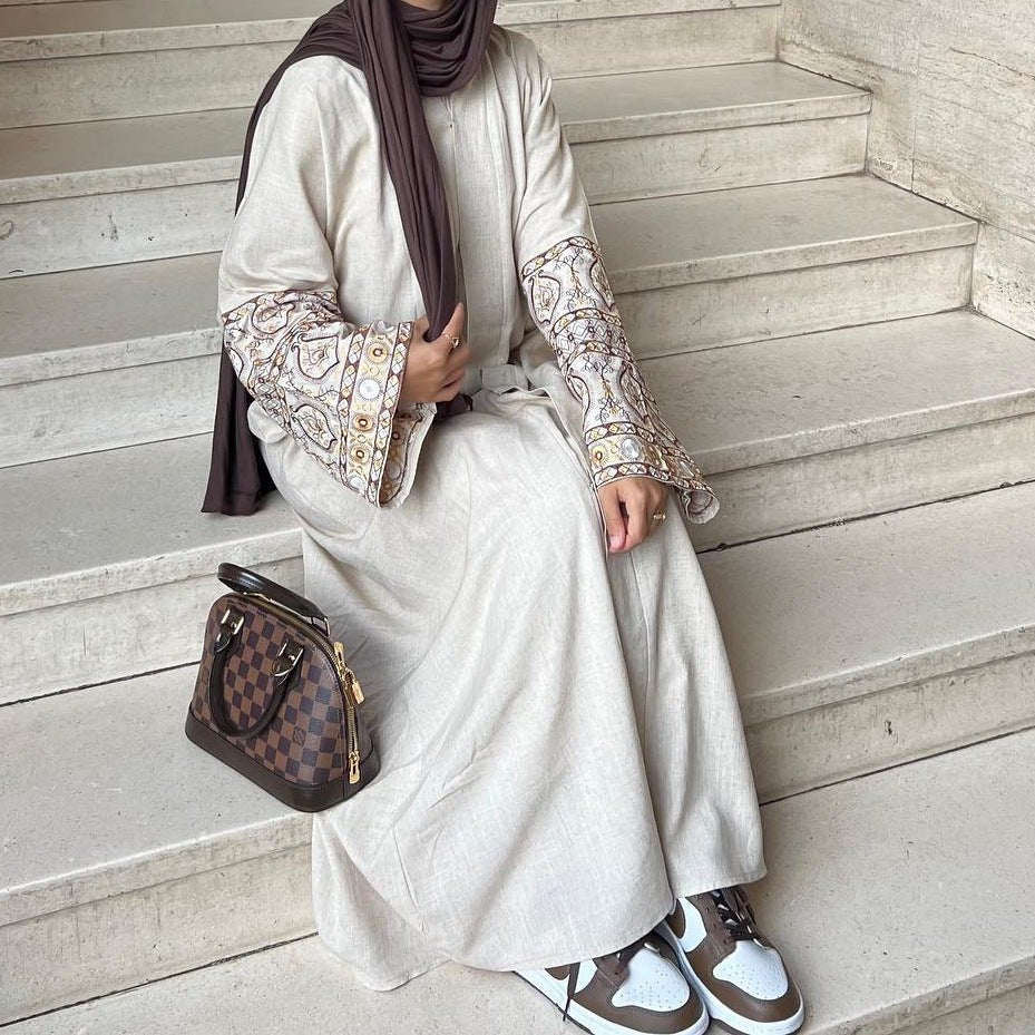 Exquisite Embroidery Set Open Abaya (MOA039)