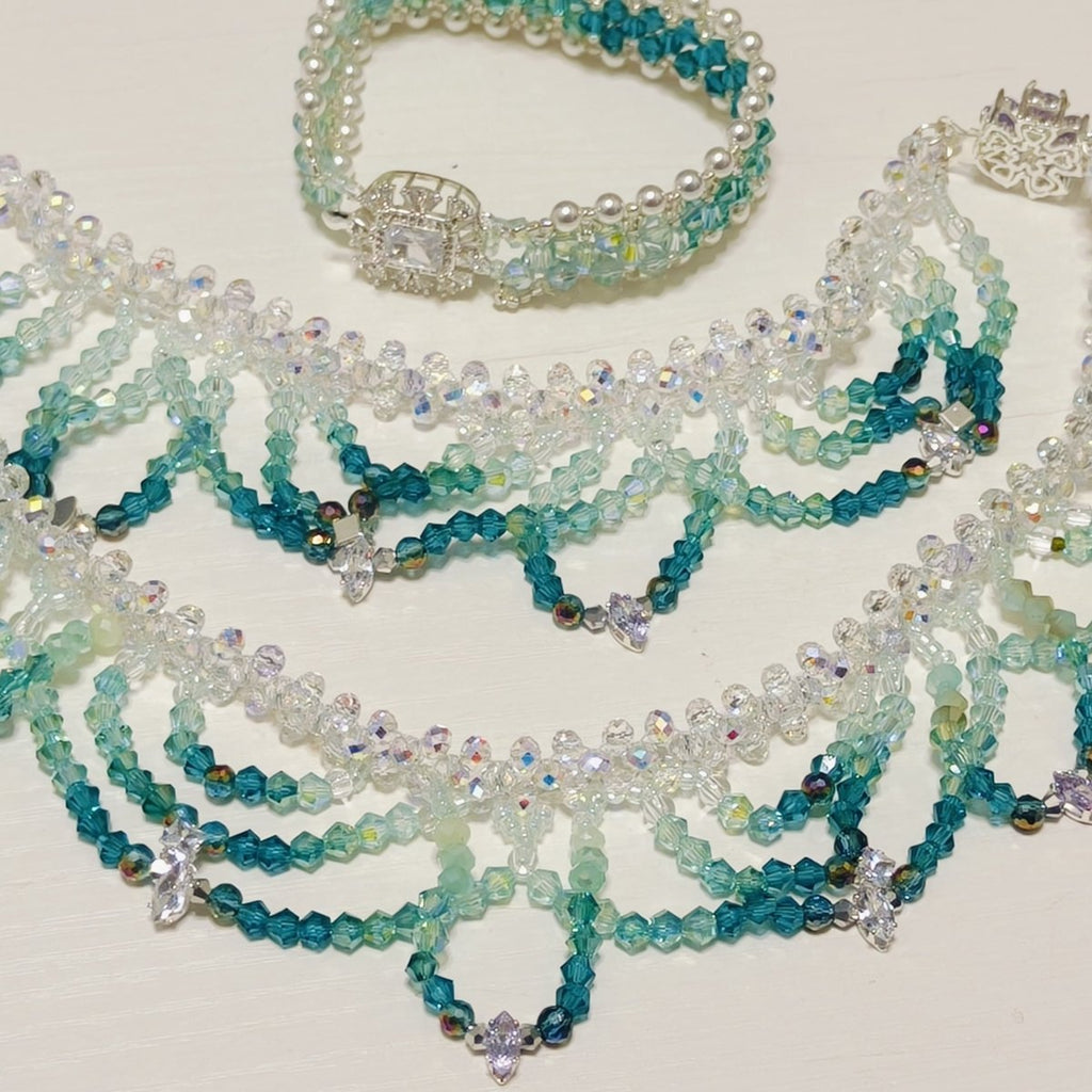 Handmade Woven Beaded Necklace | Glass Beads & Shell Pearls Choker | Intricate Seed Bead Art Necklace (MAC343)