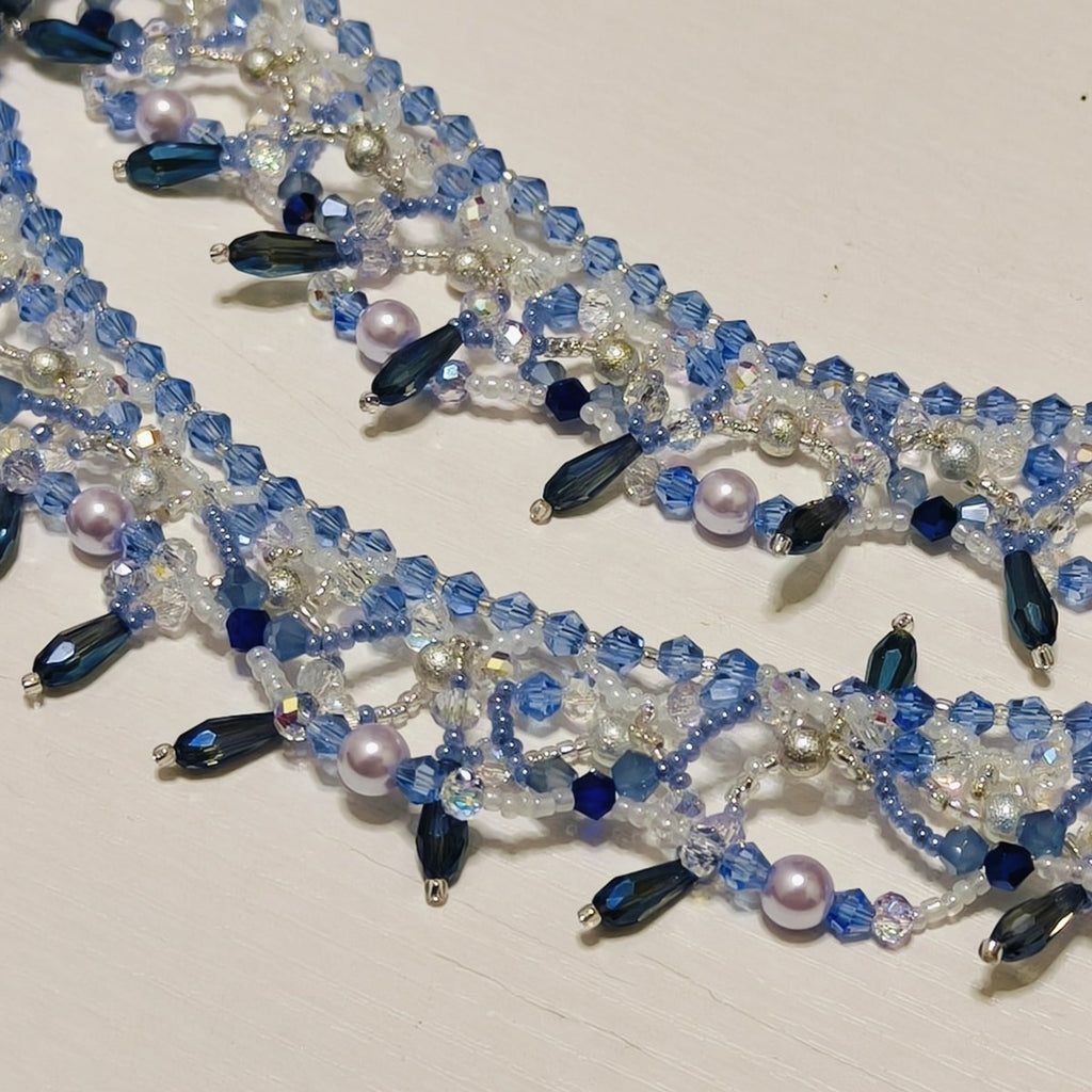 Handmade Woven Beaded Necklace | Glass Beads & Shell Pearls Choker | Intricate Seed Bead Art Necklace (MAC343)