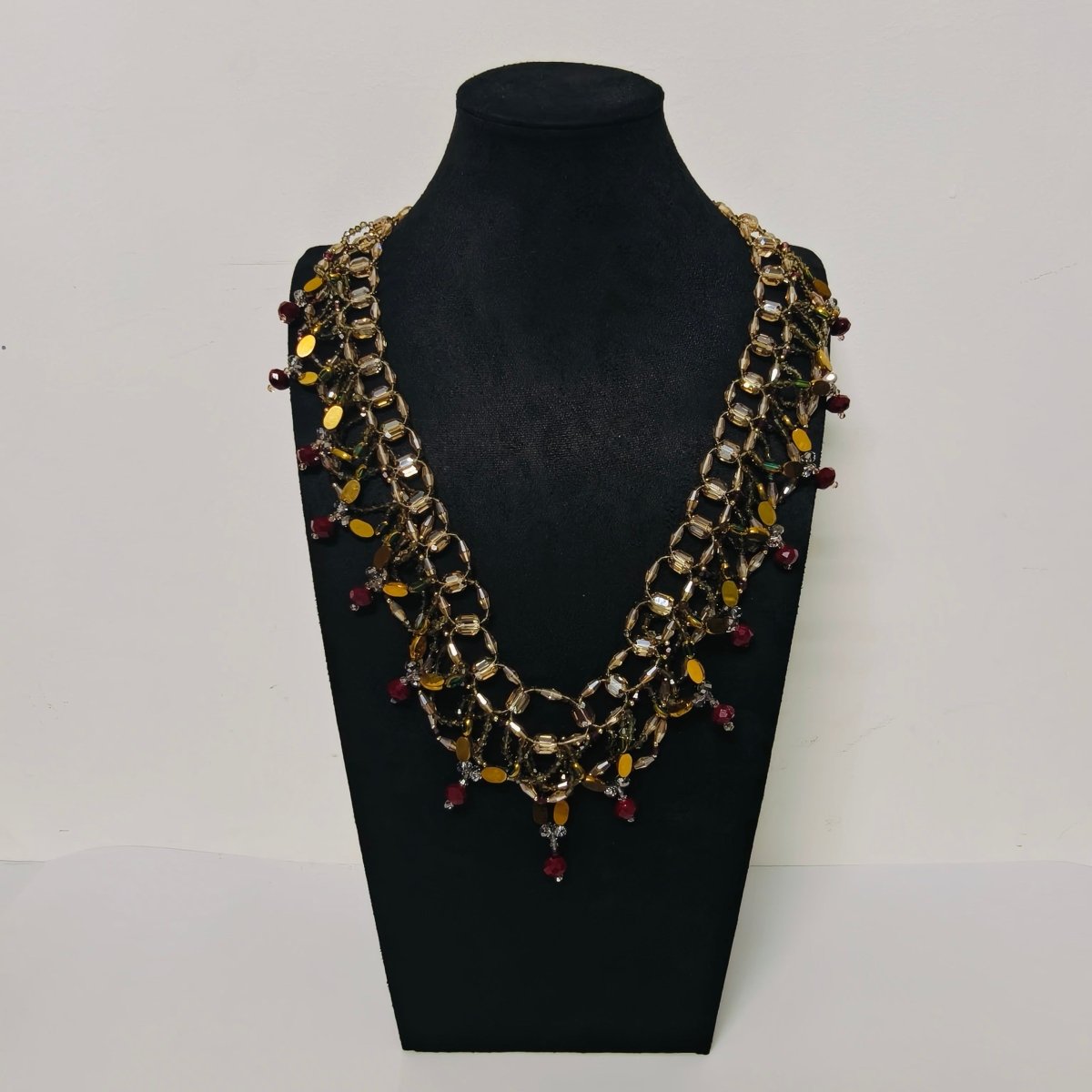 Handmade Woven Beaded Necklace | Glass Beads & Shell Pearls Choker | Intricate Seed Bead Art Necklace (MAC343)