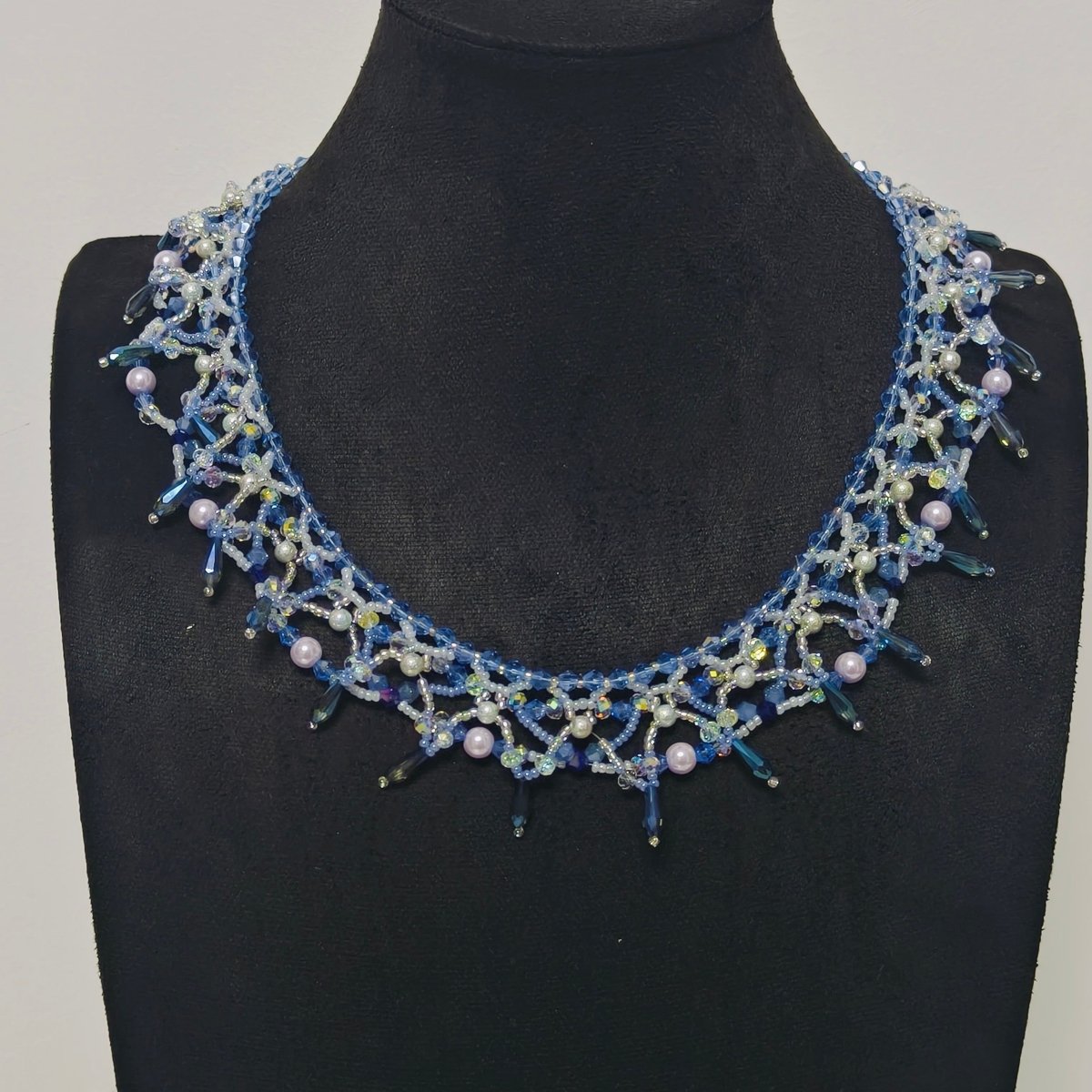 Handmade Woven Beaded Necklace | Glass Beads & Shell Pearls Choker | Intricate Seed Bead Art Necklace (MAC343)