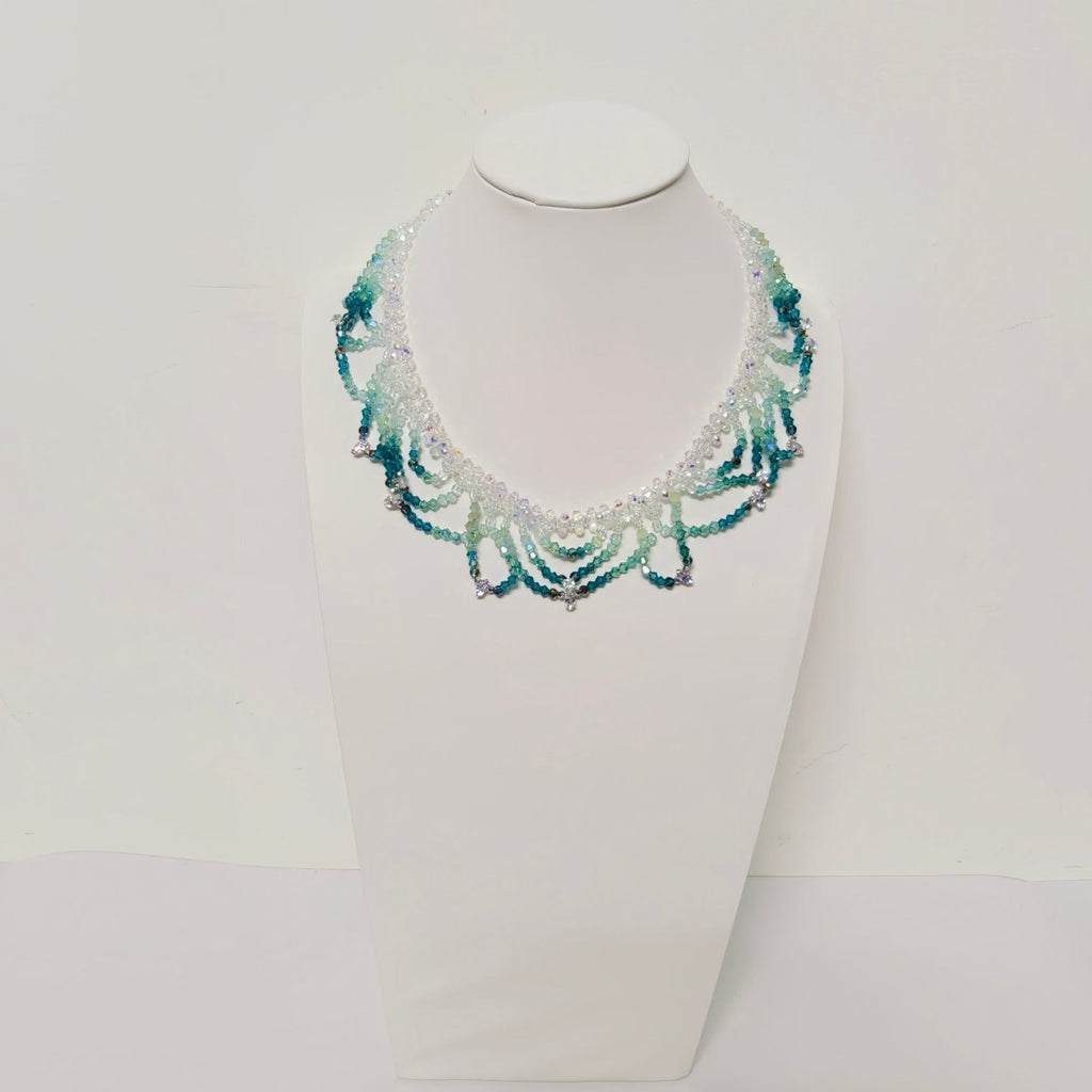 Handmade Woven Beaded Necklace | Glass Beads & Shell Pearls Choker | Intricate Seed Bead Art Necklace (MAC343)