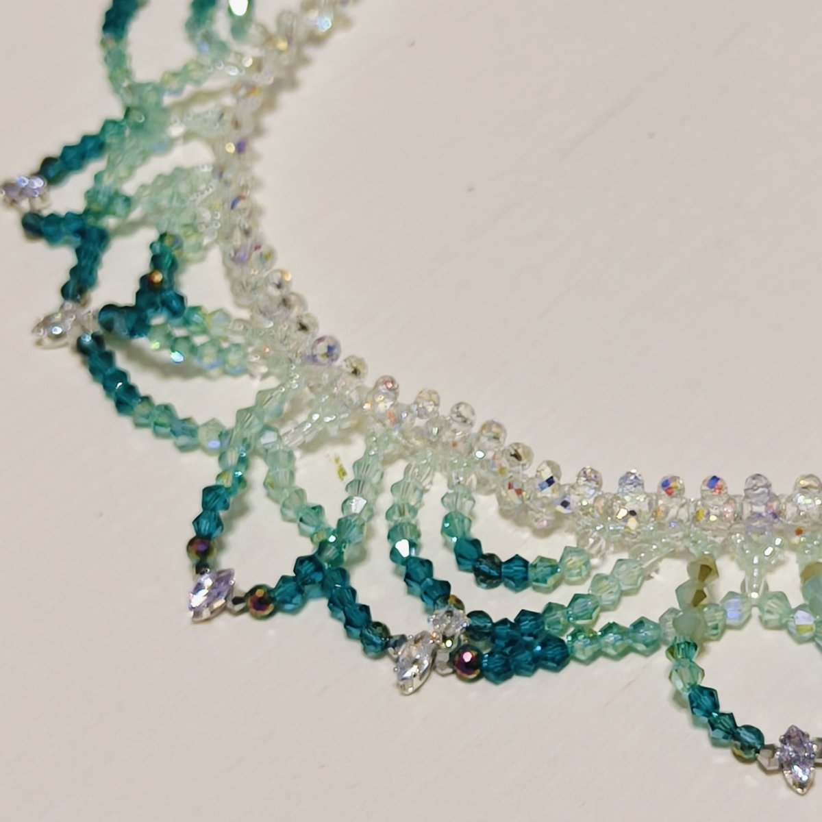 Handmade Woven Beaded Necklace | Glass Beads & Shell Pearls Choker | Intricate Seed Bead Art Necklace (MAC343)
