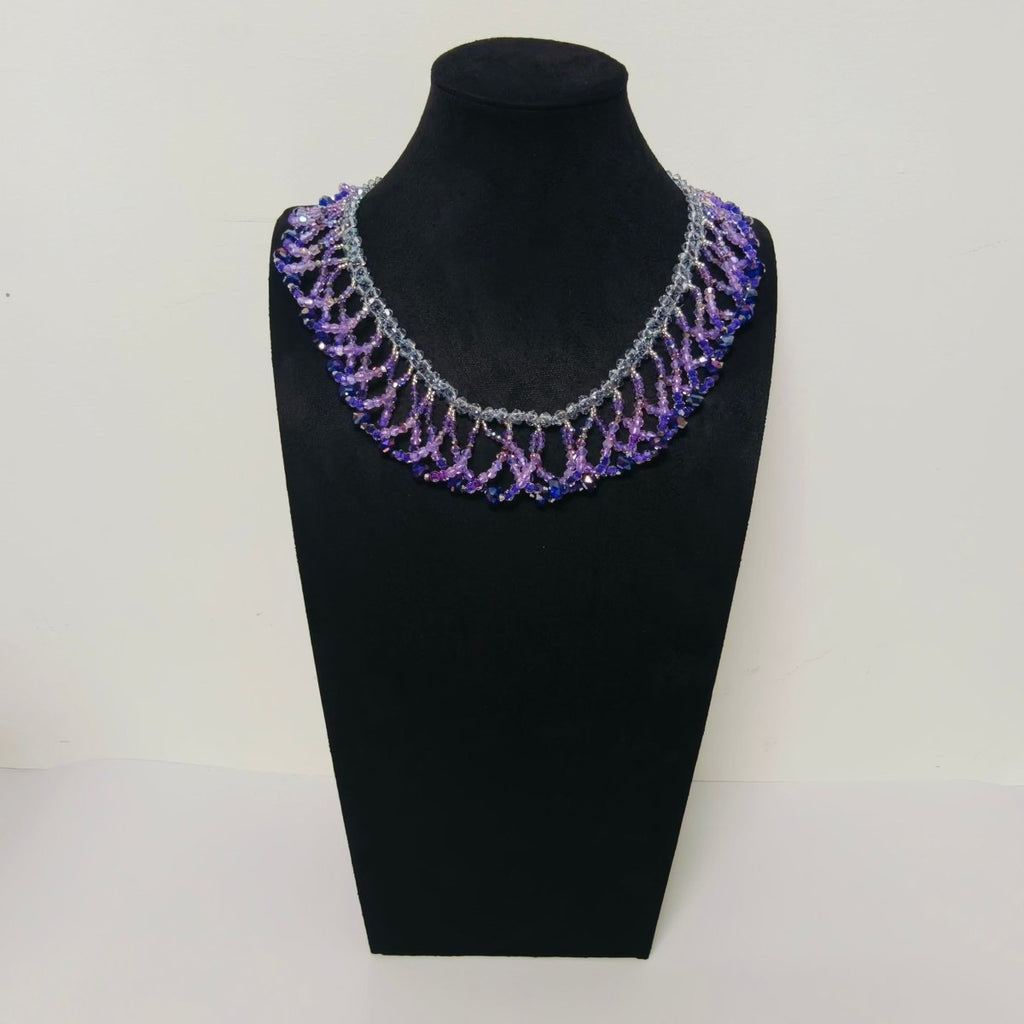 Handmade Woven Beaded Necklace | Glass Beads & Shell Pearls Choker | Intricate Seed Bead Art Necklace (MAC343)