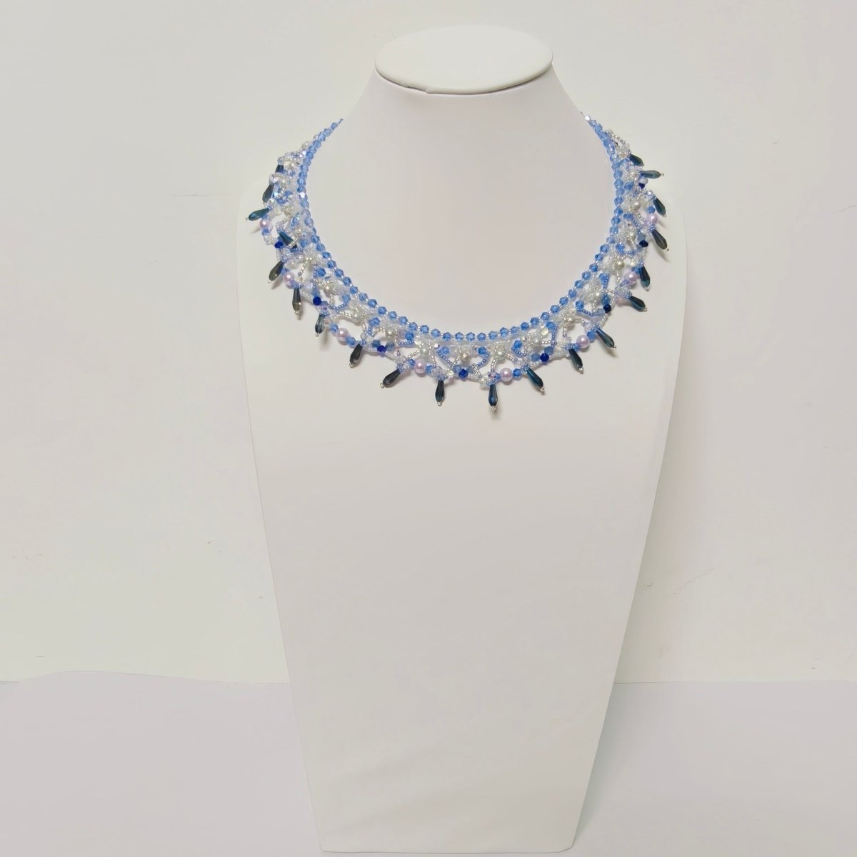 Handmade Woven Beaded Necklace | Glass Beads & Shell Pearls Choker | Intricate Seed Bead Art Necklace (MAC343)