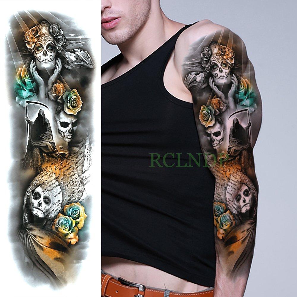 Extra Large Full Arm Leg Body Hand Waterproof Fake Tattoo Stickers Temporary Realistic Black Modern Mens Tattoo