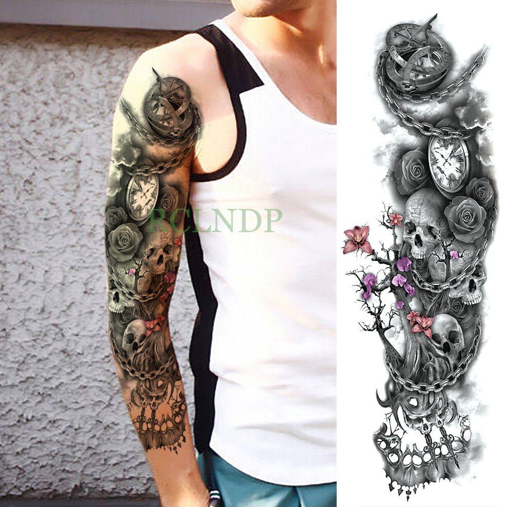 Extra Large Full Arm Leg Body Hand Waterproof Fake Tattoo Stickers Temporary Realistic Black Modern Mens Tattoo