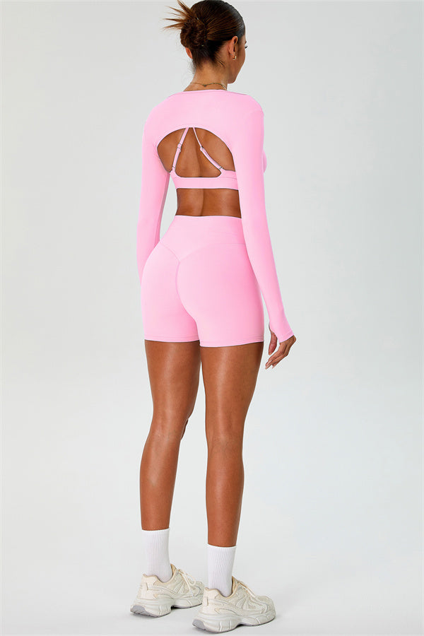The Ember Sports Bra Crop Top Shorts 3-Piece Set