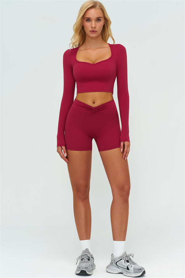 The Lushness Long Sleeve Crop top Shorts 2-Piece Set