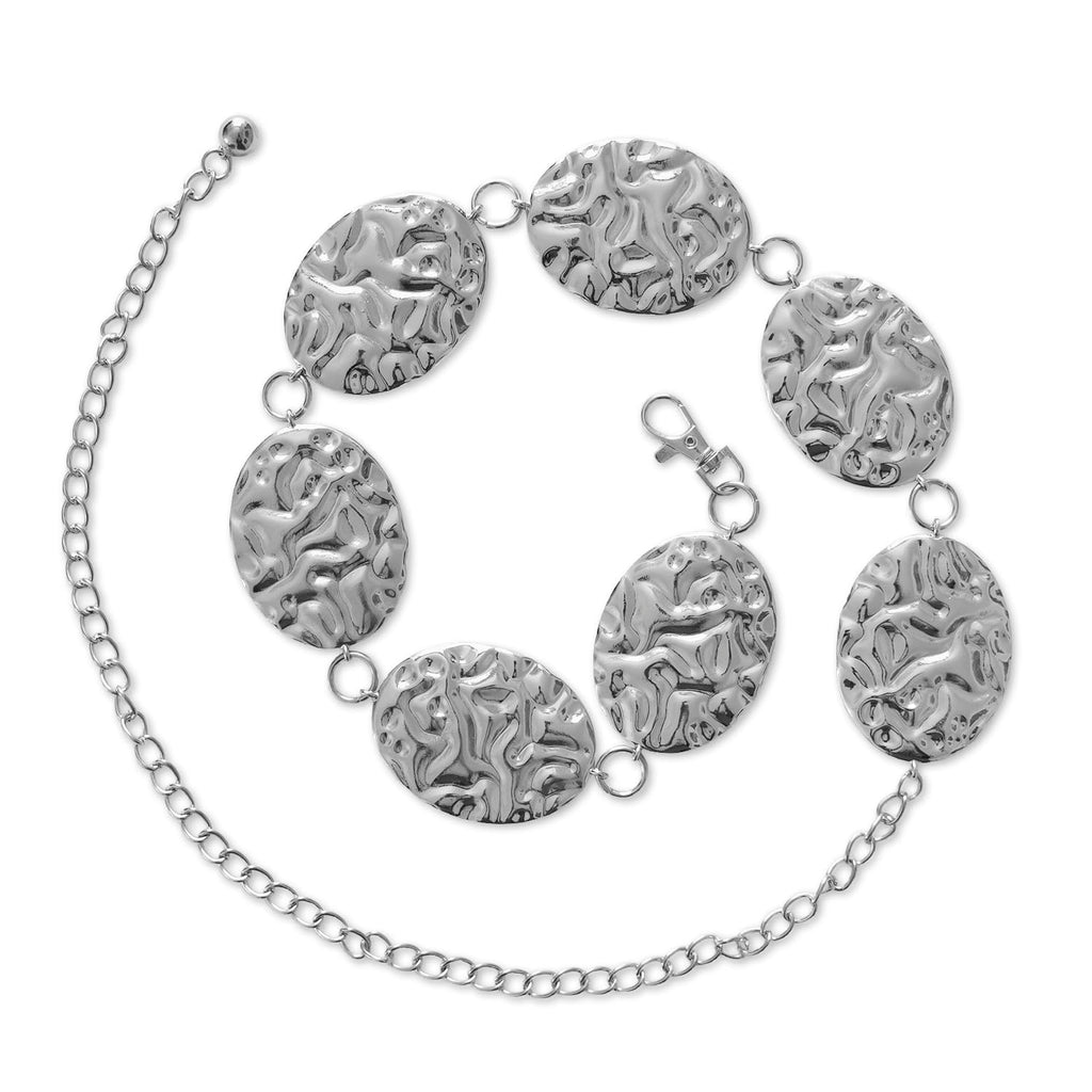 Hammered Metal Western Oversized Concho Chain Belt