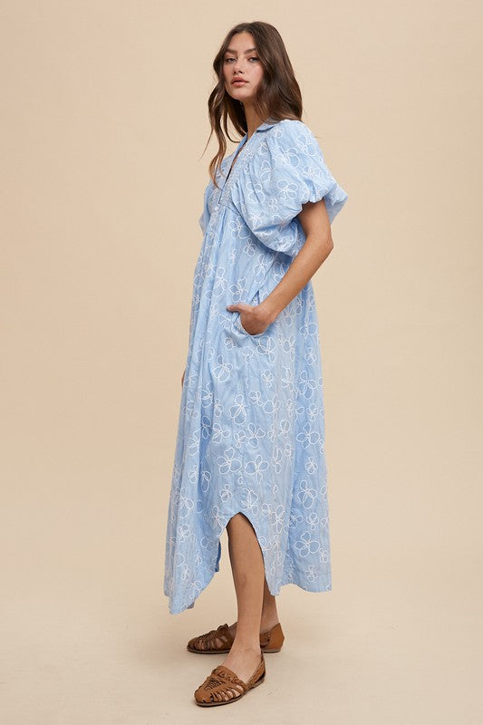 Floral Smock Detail Puff Sleeve Summer Dress – Feminine Floral Smocked Puff Sleeve Dress with Delicate Details for Casual and Special Occasions