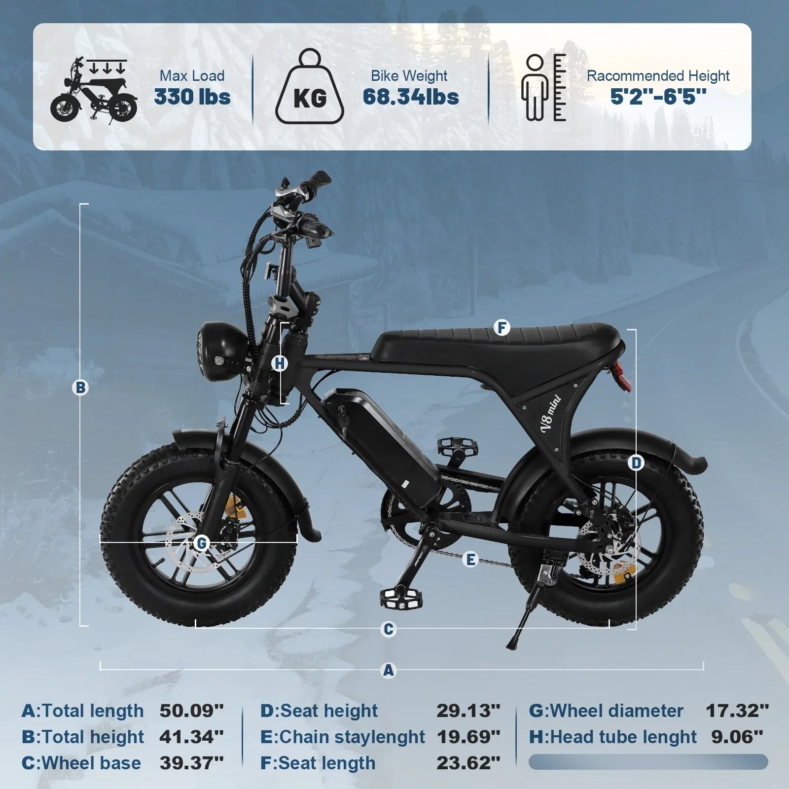 Mini V8 Electric Mountain Bike (500W)
