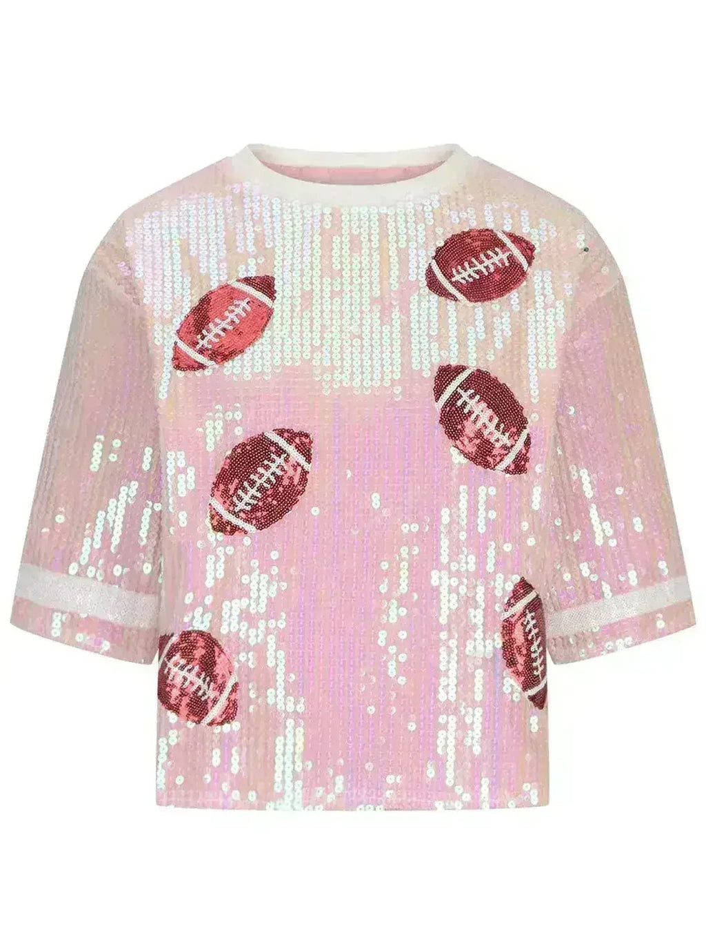 Sequin Football Top - Sparkling Half-Sleeve Blouse | Femstylo