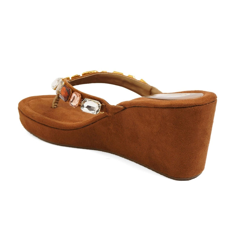 Crystelle - Brown Thong Wedges